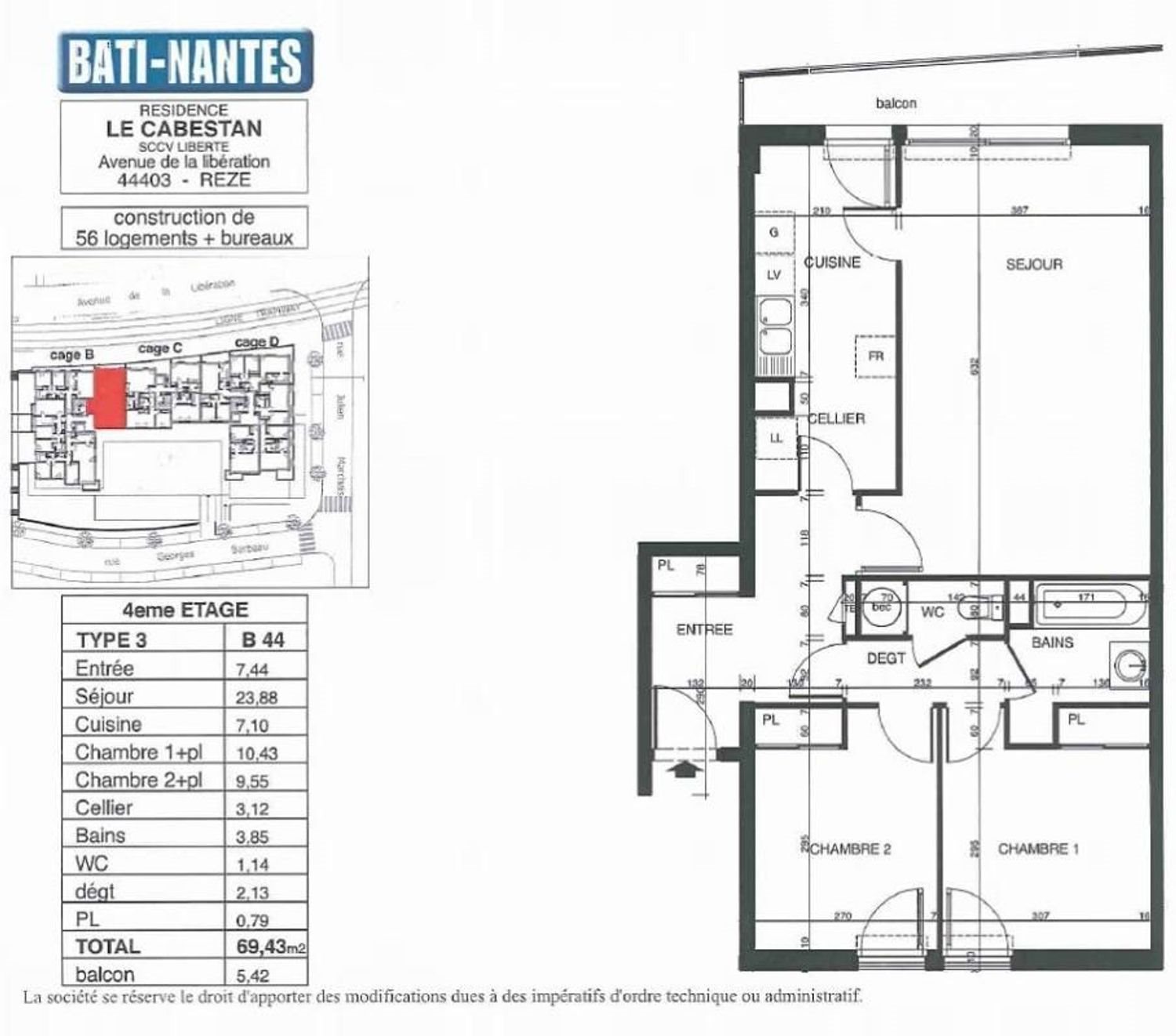 Appartement à louer, 69m², Rezé