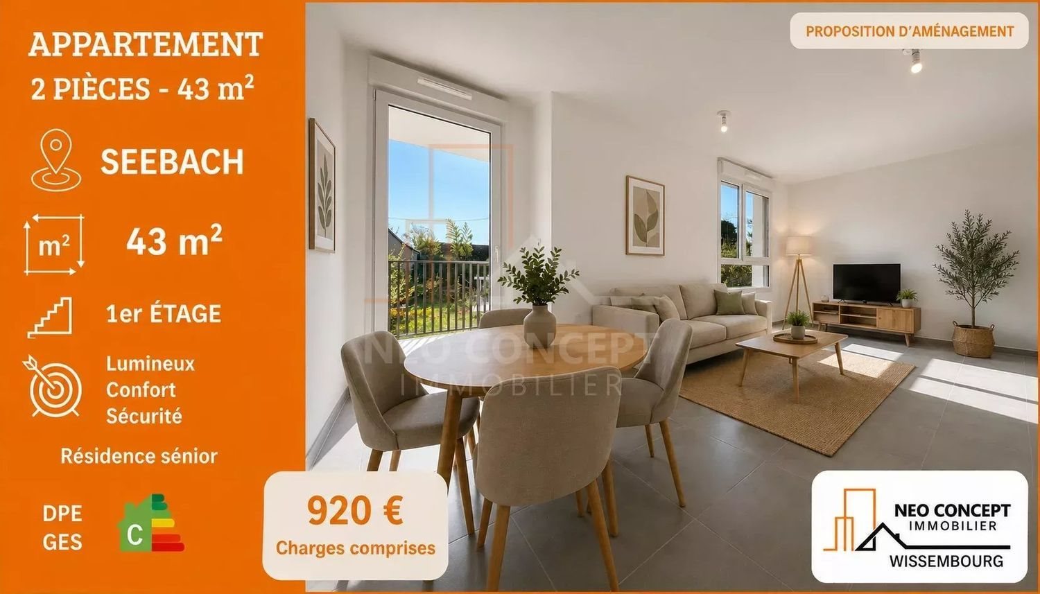 Appartement à louer, 43m², Seebach