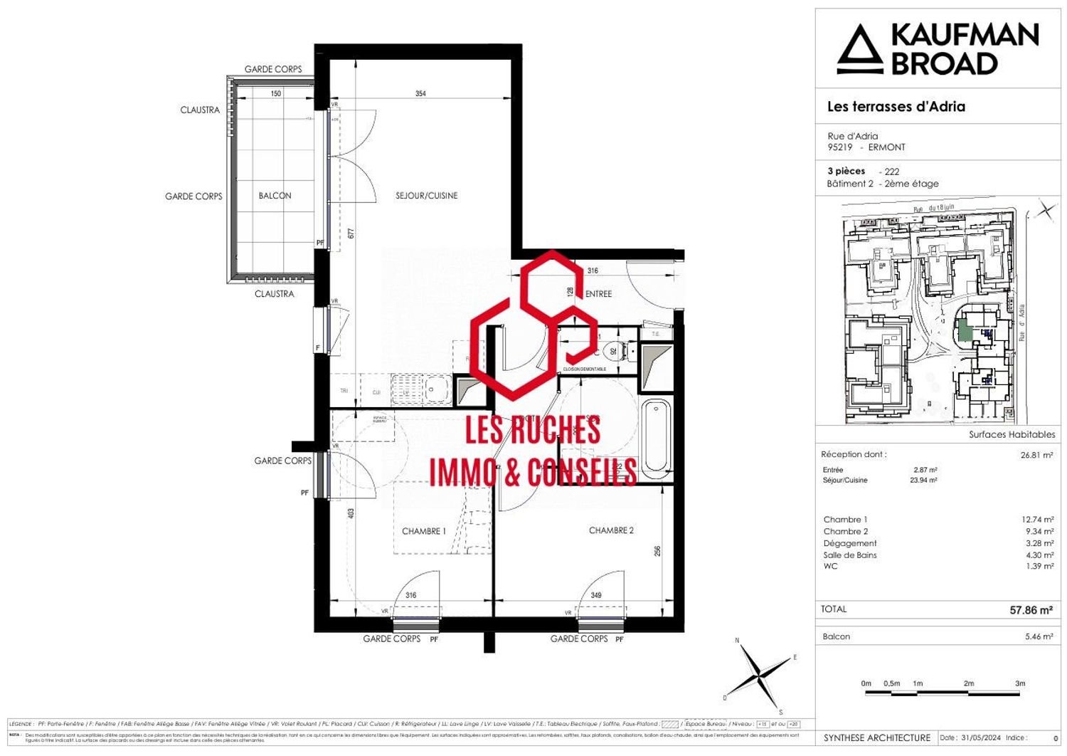 Appartement à vendre, 57m², Ermont