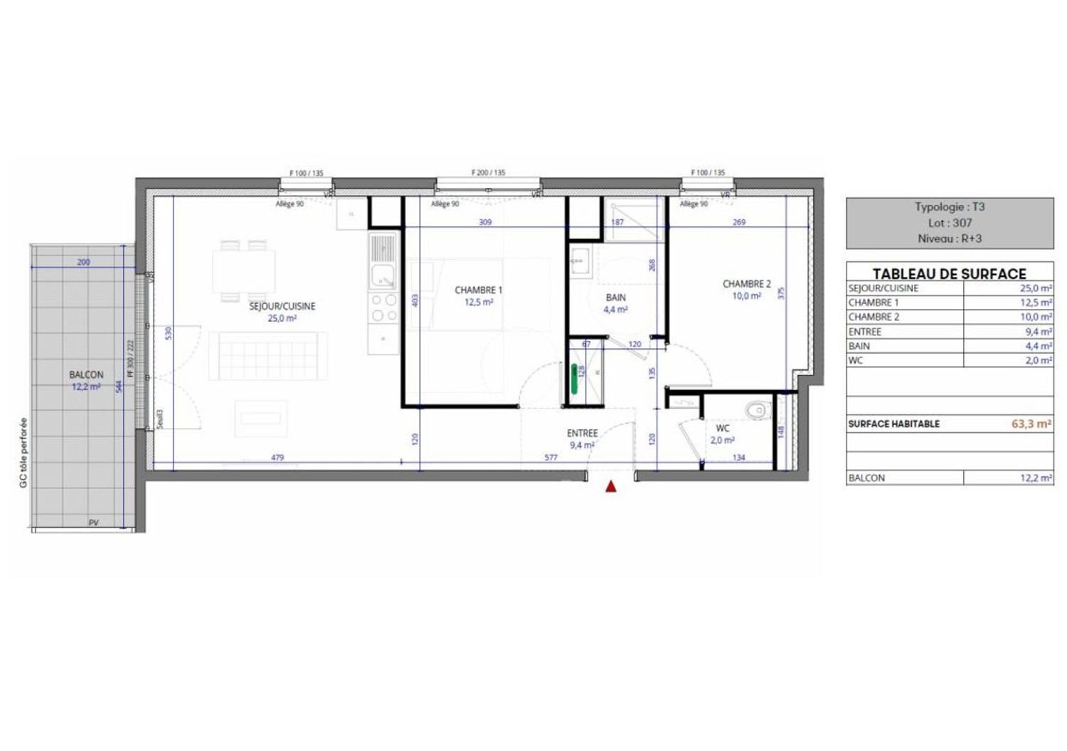 Appartement à vendre, 63m², Metz