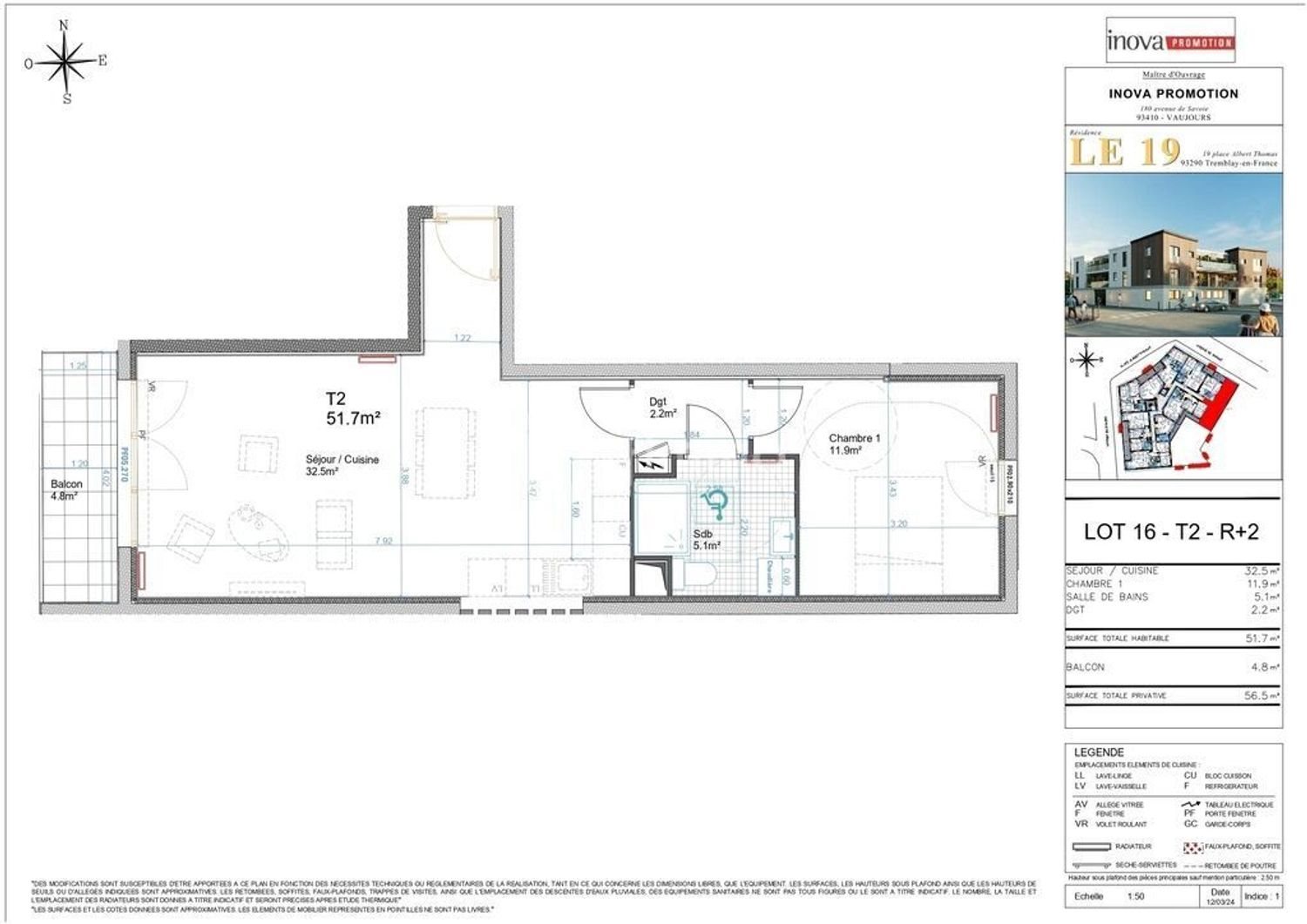 Appartement à vendre, 52m², Tremblay-en-France