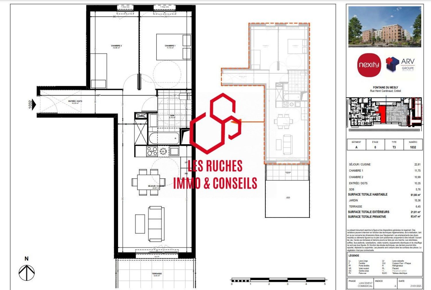 Appartement à vendre, 61m², Créteil