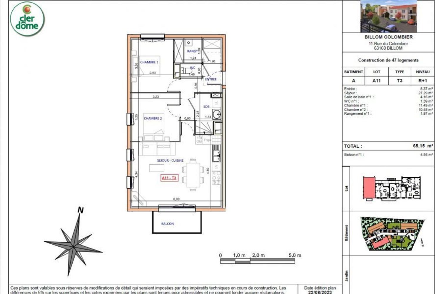 Appartement à vendre, 65m², Billom