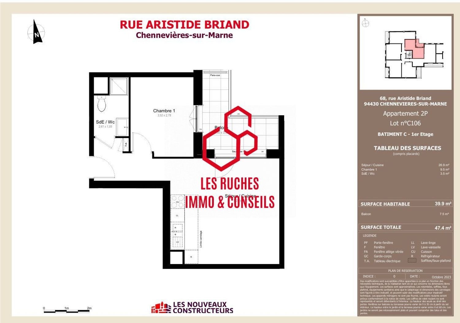 Appartement à vendre, 39m², Chennevières-sur-Marne