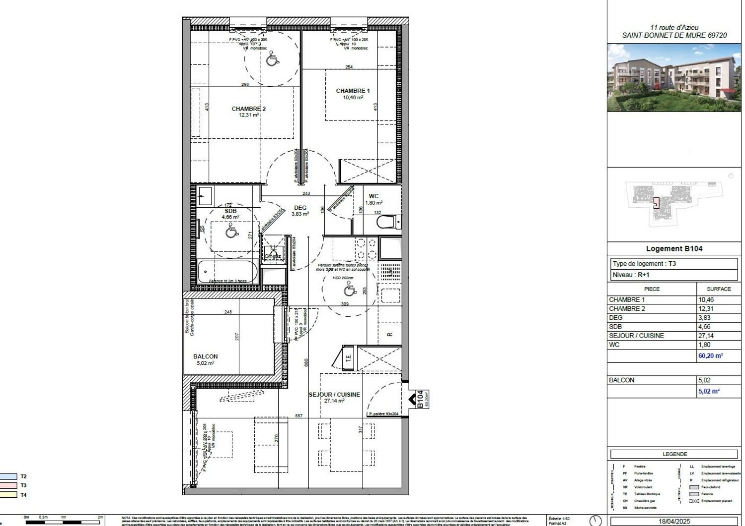 Appartement à vendre, 60m², Saint-Bonnet-de-Mure