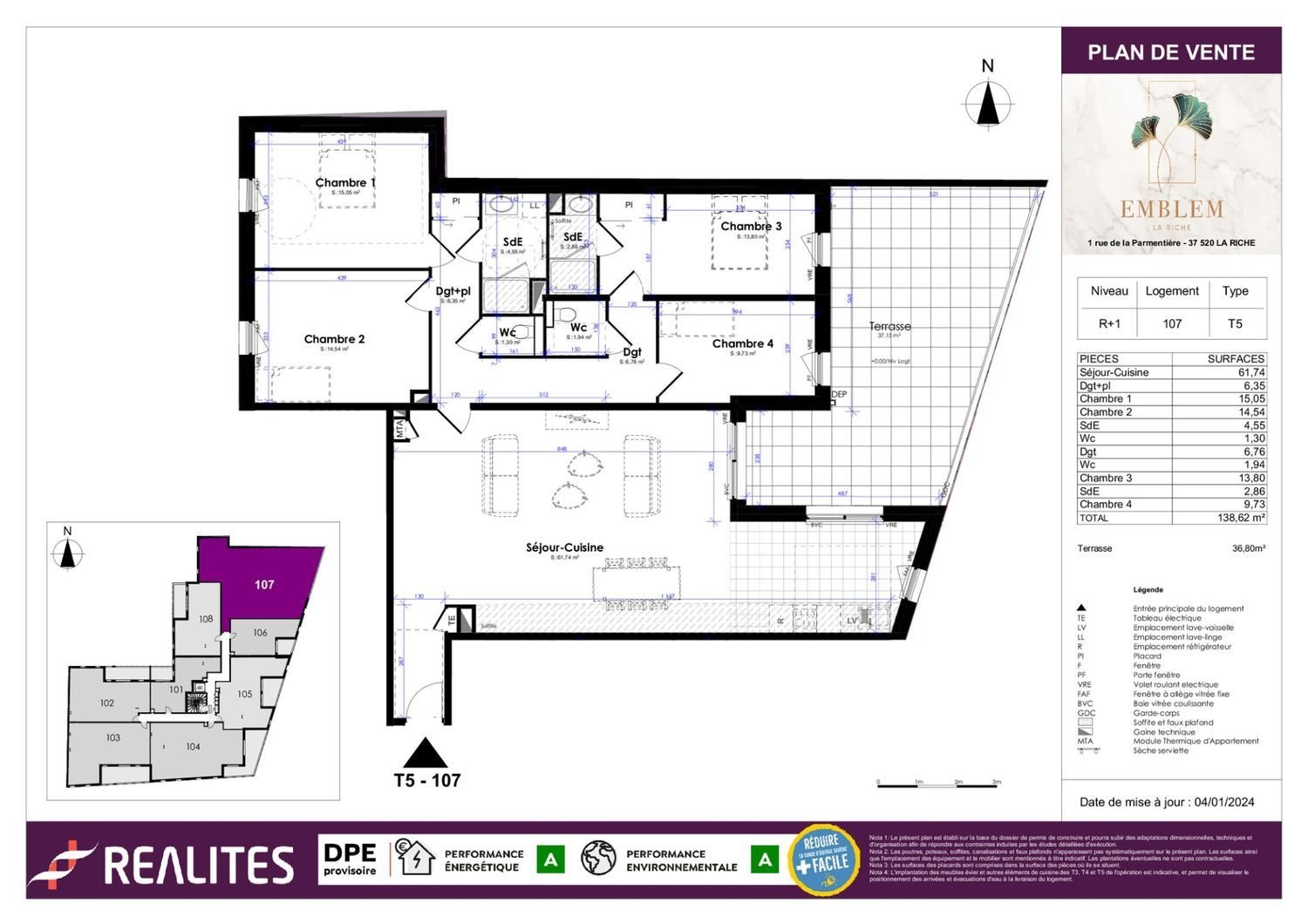 Appartement à vendre, 139m², La Riche