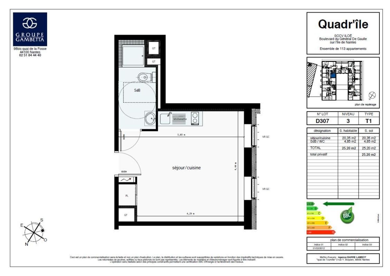 Appartement à louer, 25m², Nantes