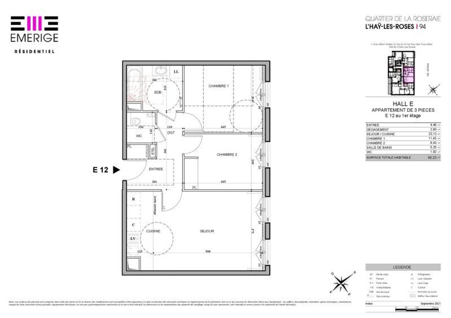 Appartement à vendre, 58m², L'Haÿ-les-Roses