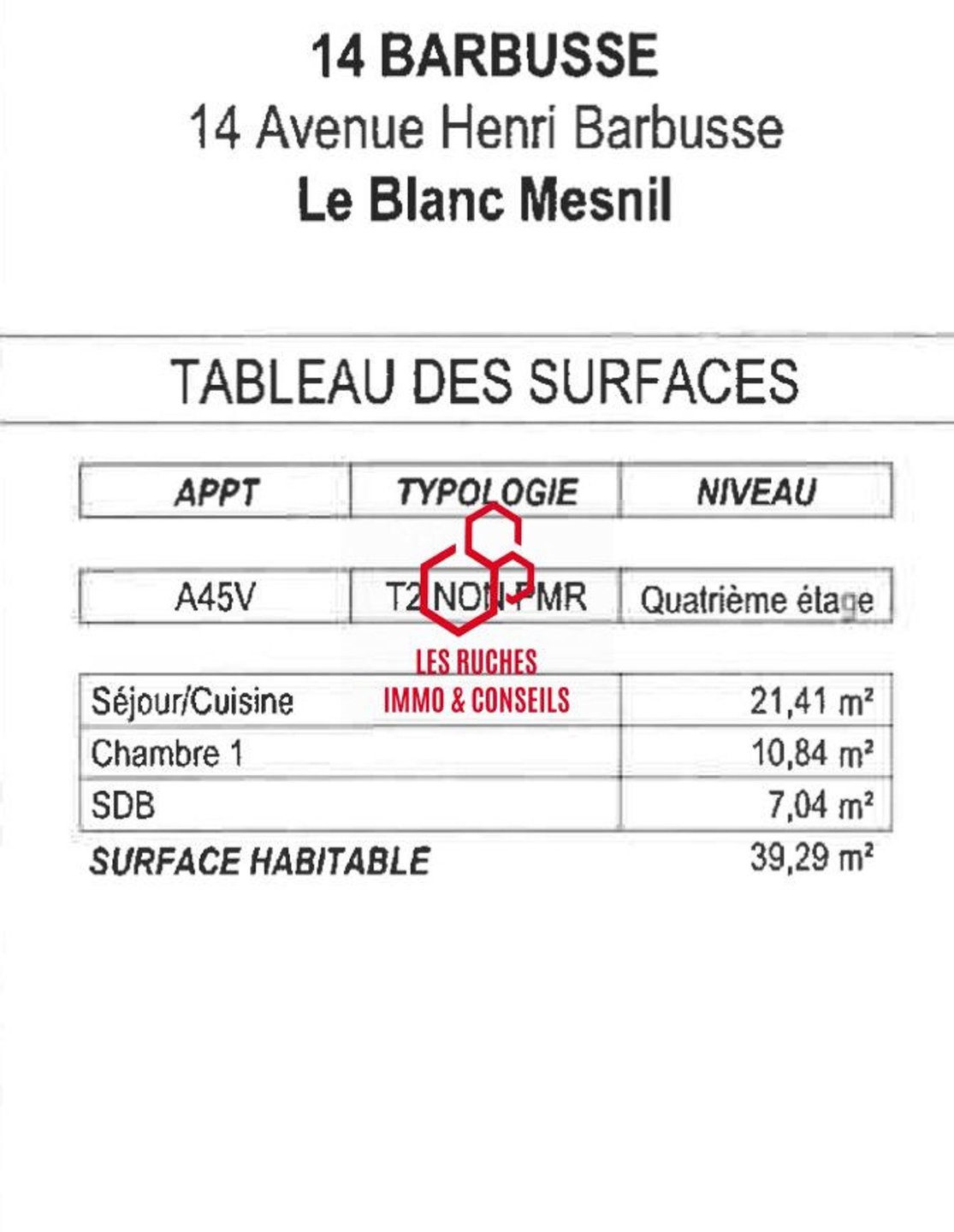 Appartement à vendre, 39m², Le Blanc-Mesnil
