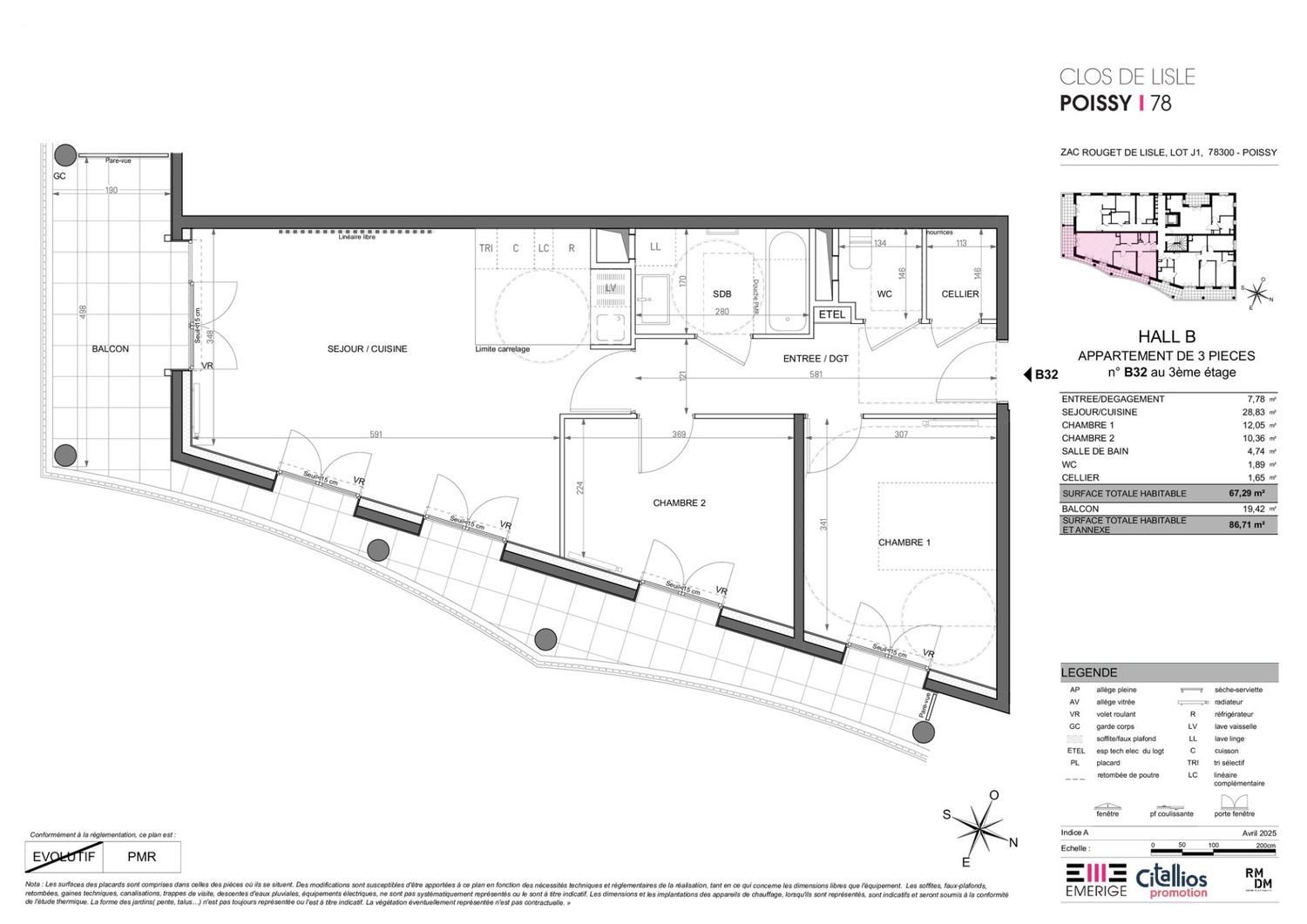 Appartement à vendre, 67m², Poissy