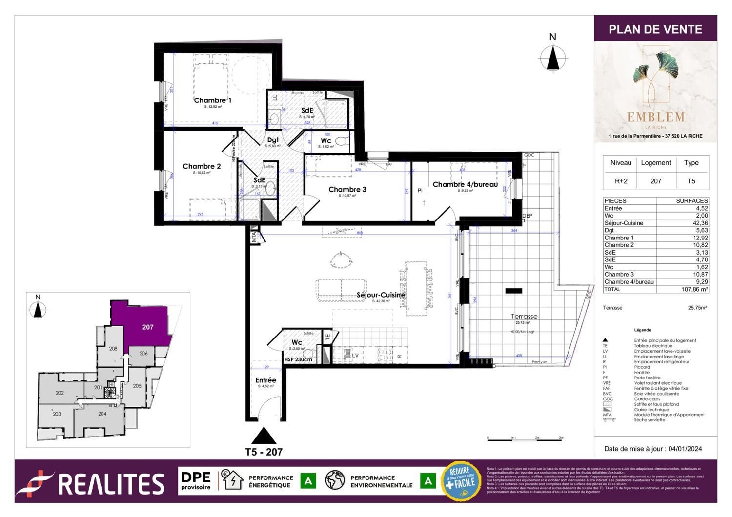 Appartement à vendre, 108m², La Riche