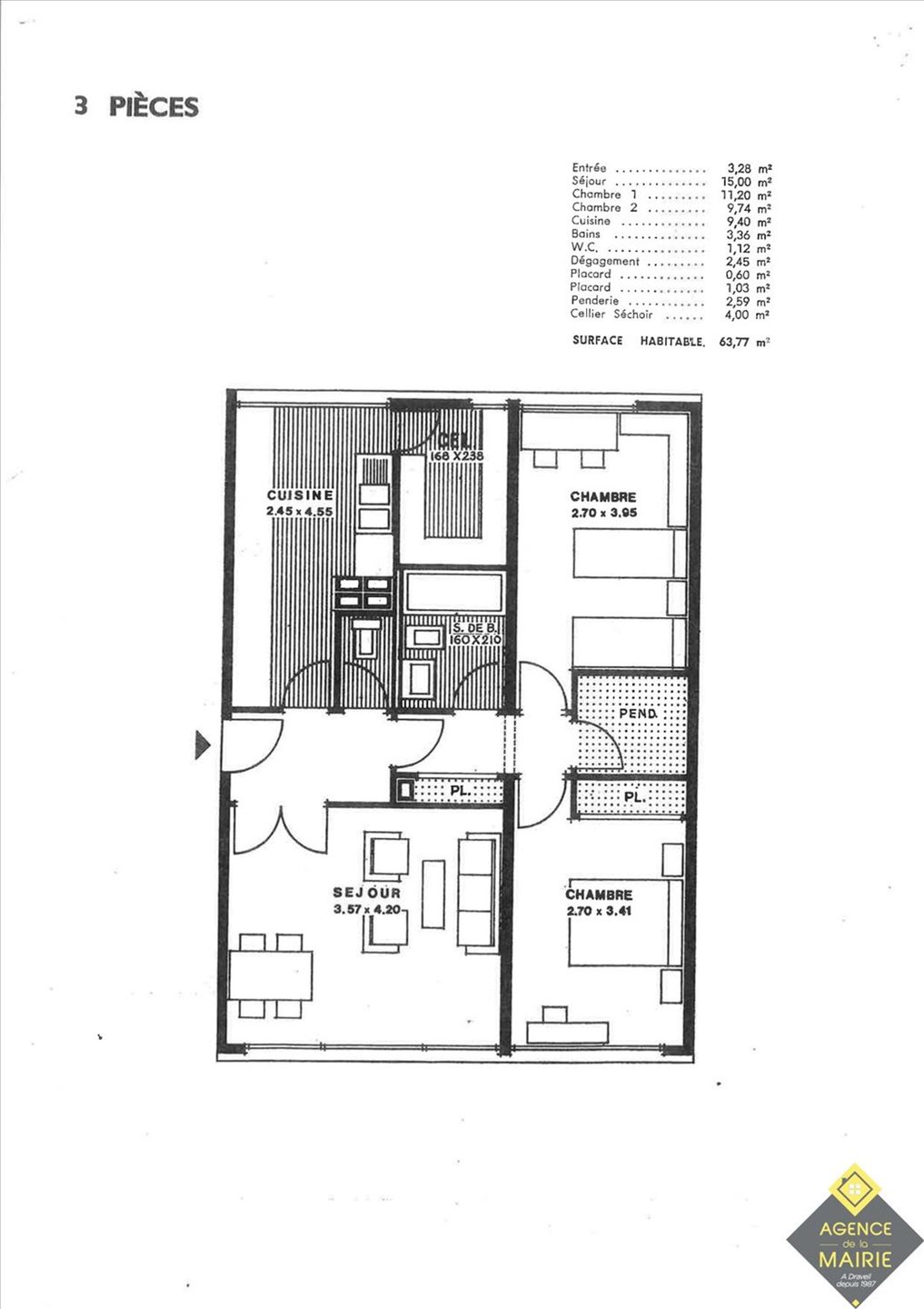 Appartement à vendre, 62m², Draveil