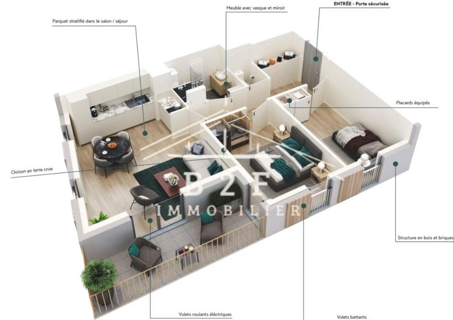 Appartement à vendre, 62m², Biganos