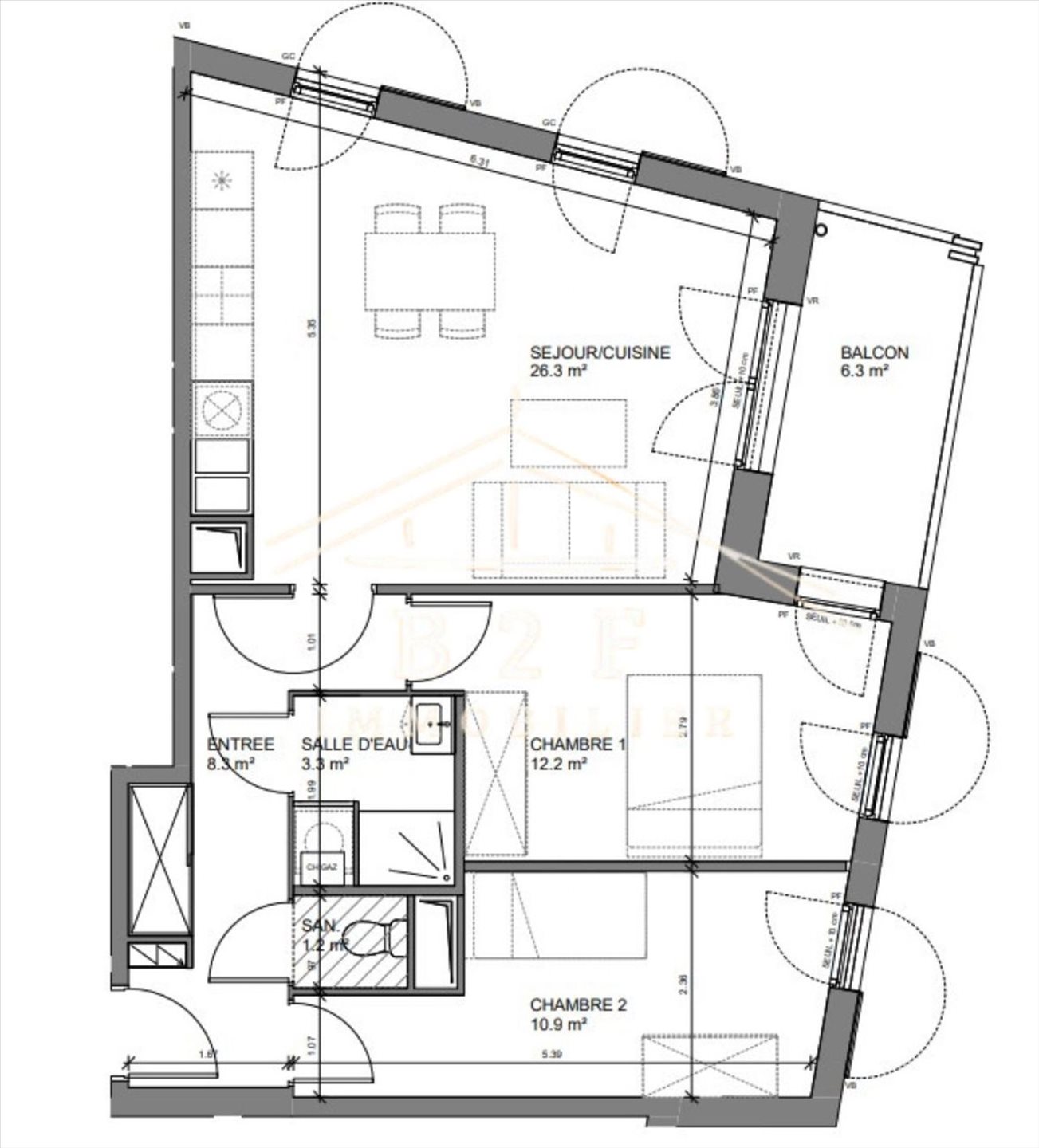 Appartement à vendre, 62m², Biganos