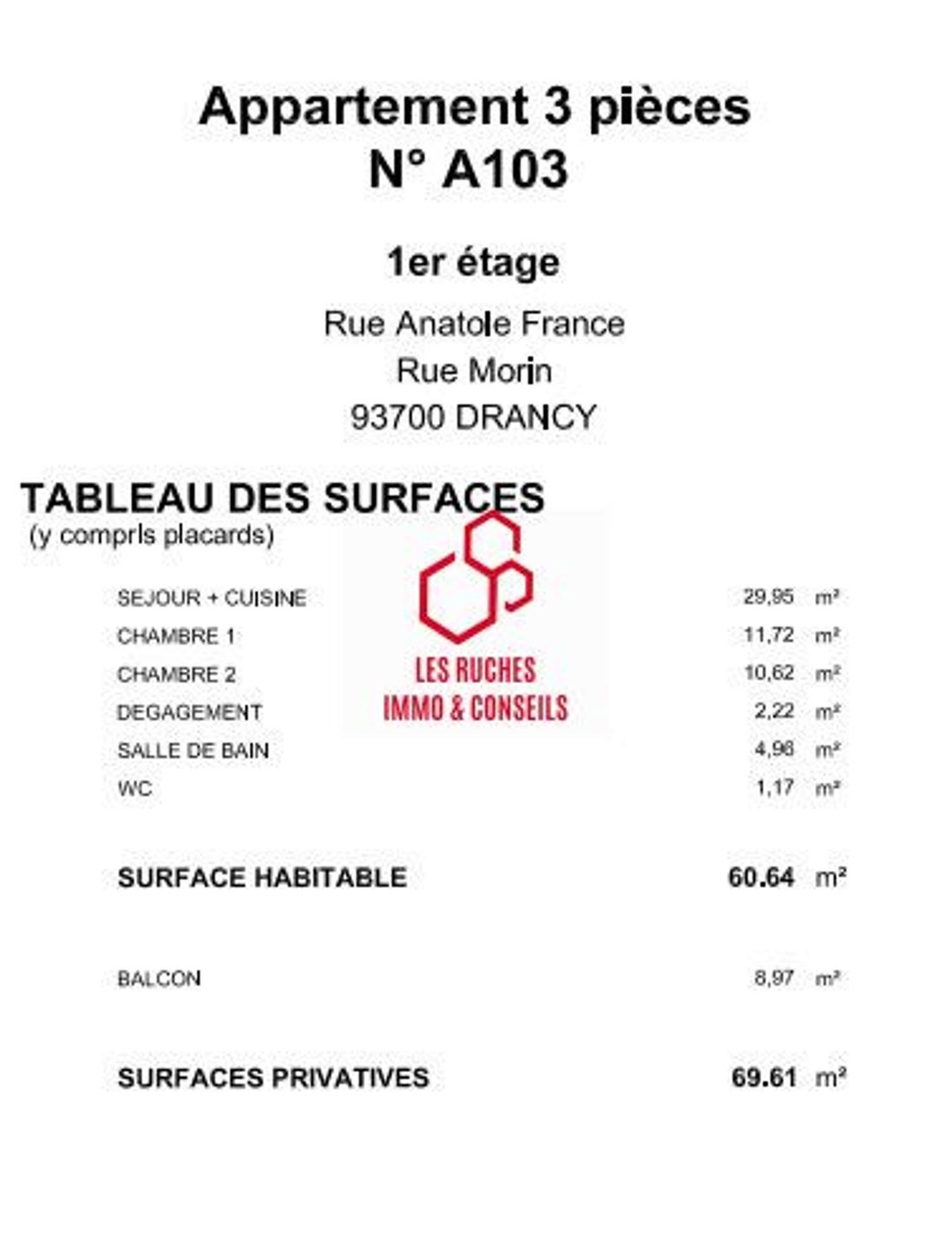 Appartement à vendre, 60m², Drancy