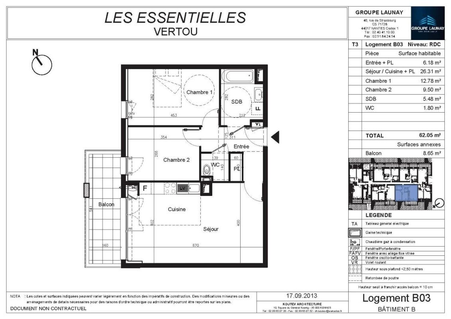 Appartement à louer, 62m², Vertou