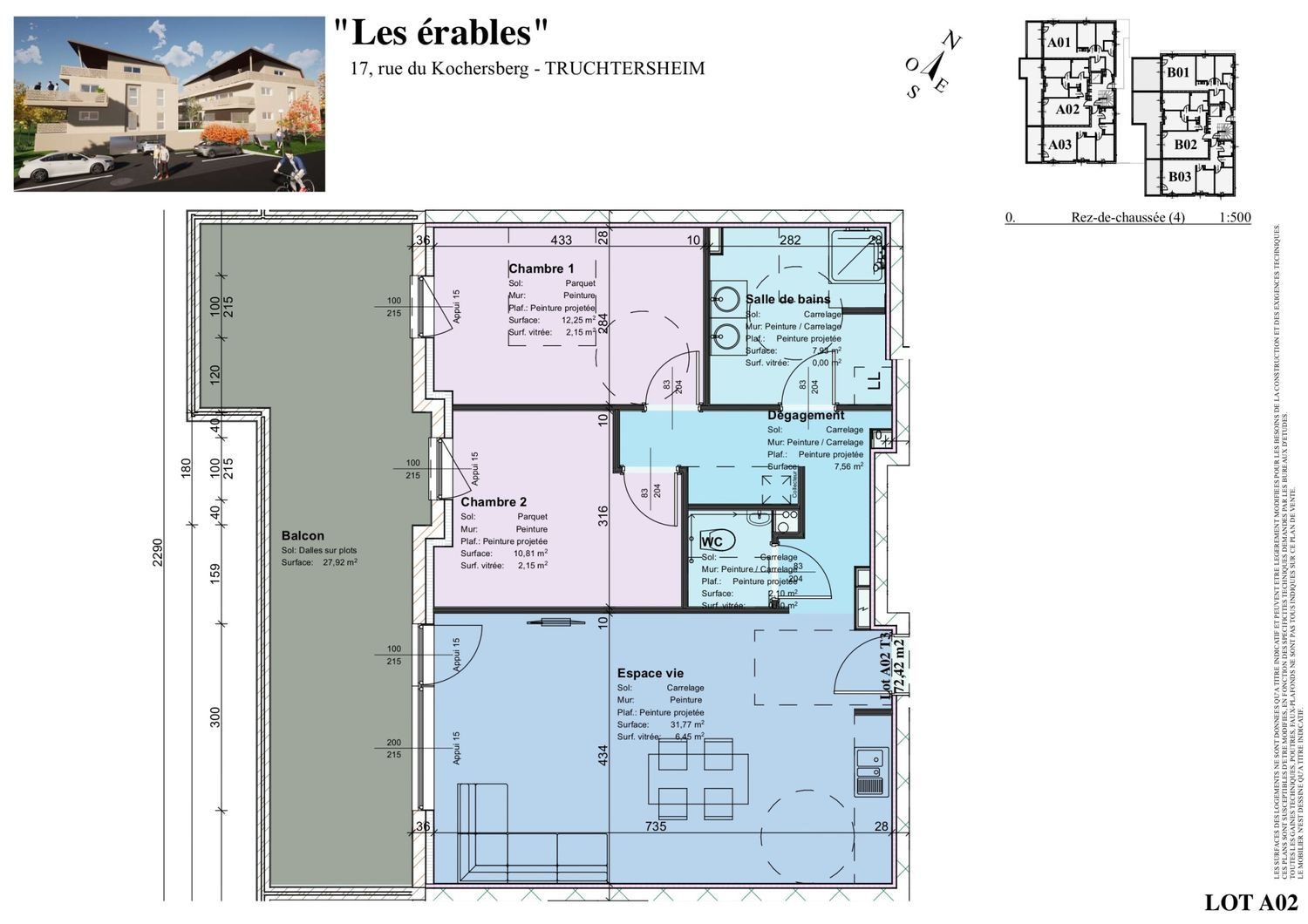 Appartement à louer, 72m², Truchtersheim