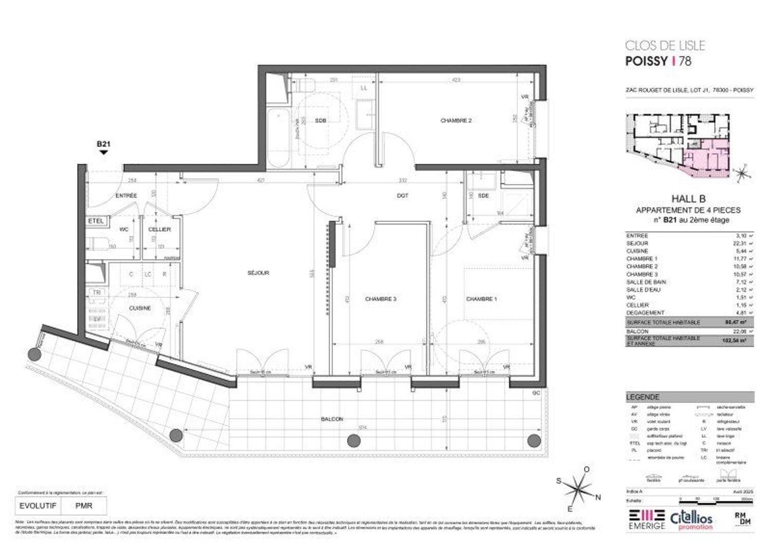 Appartement à vendre, 80m², Poissy