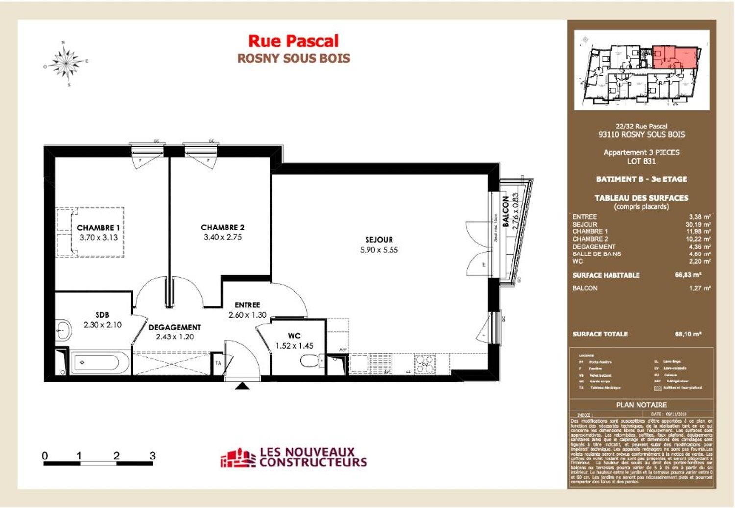 Appartement à louer, 66m², Rosny-sous-Bois