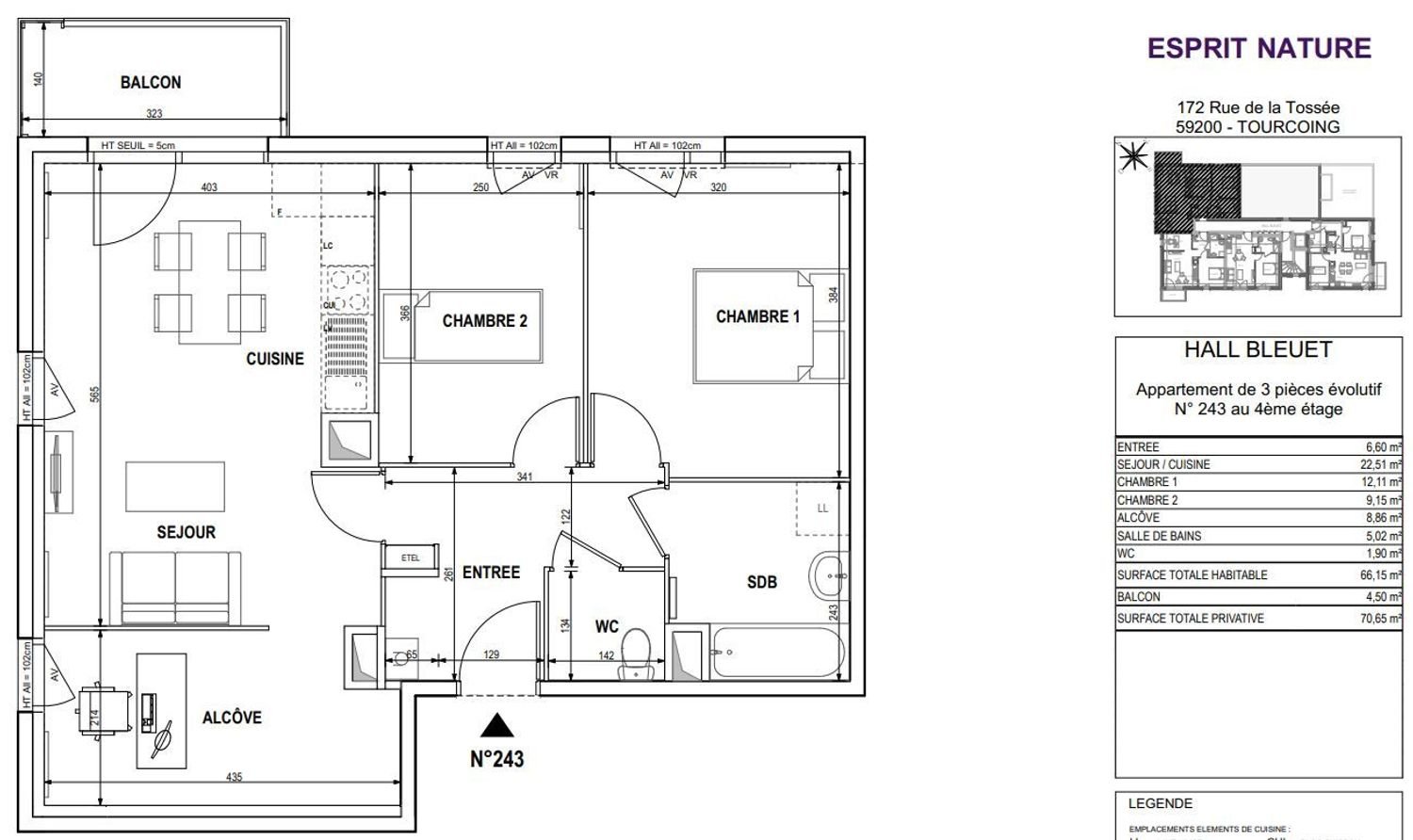 Appartement à louer, 66m², Tourcoing