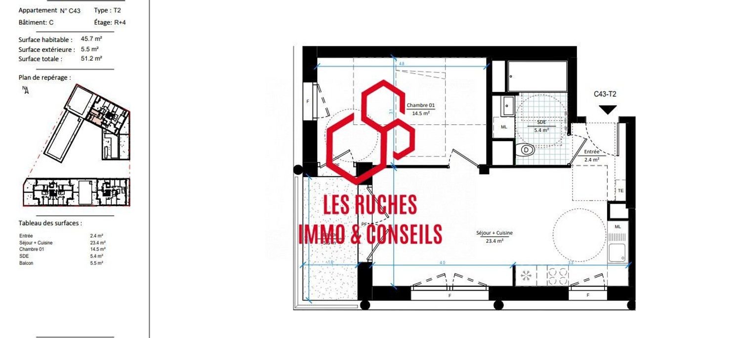 Appartement à vendre, 45m², Yerres