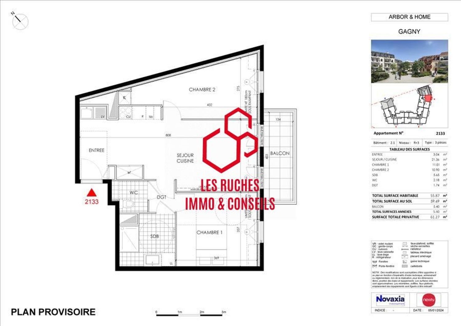 Appartement à vendre, 58m², Gagny