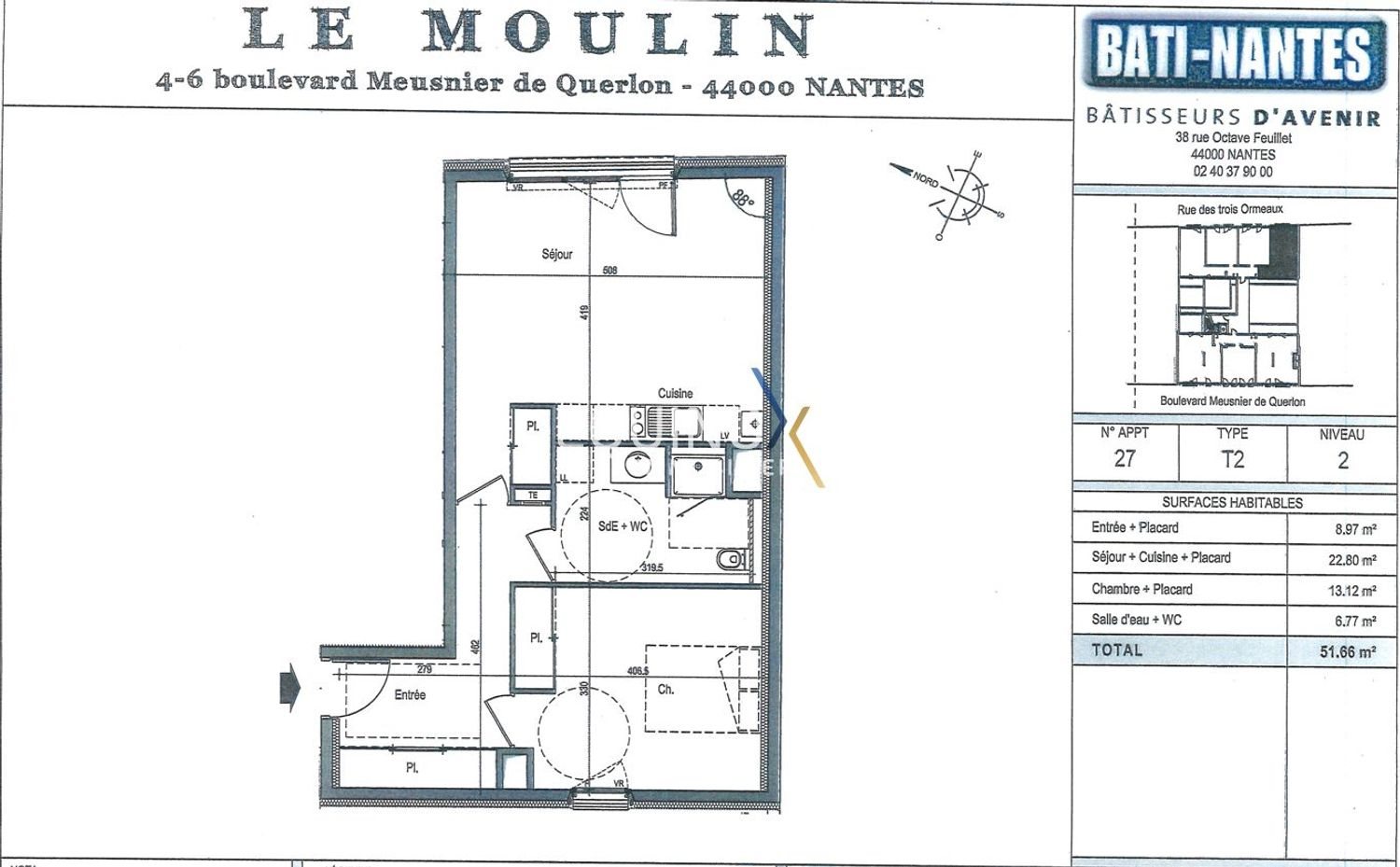 Appartement à vendre, 51m², Nantes
