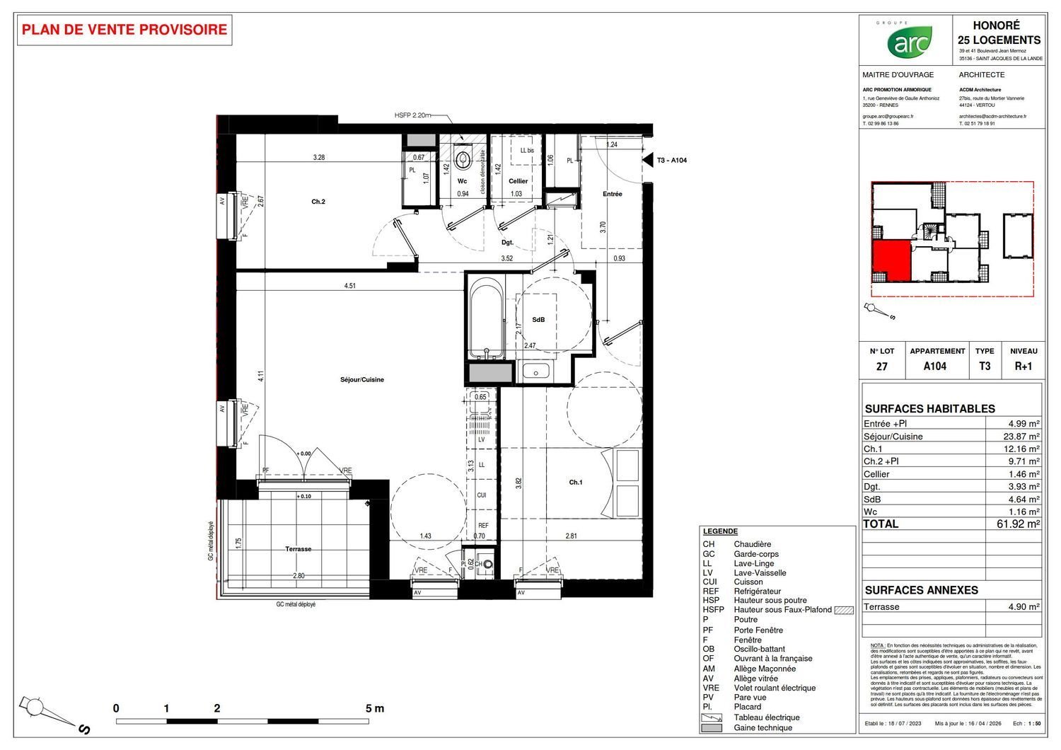 Appartement à vendre, 62m², Saint-Jacques-de-la-Lande