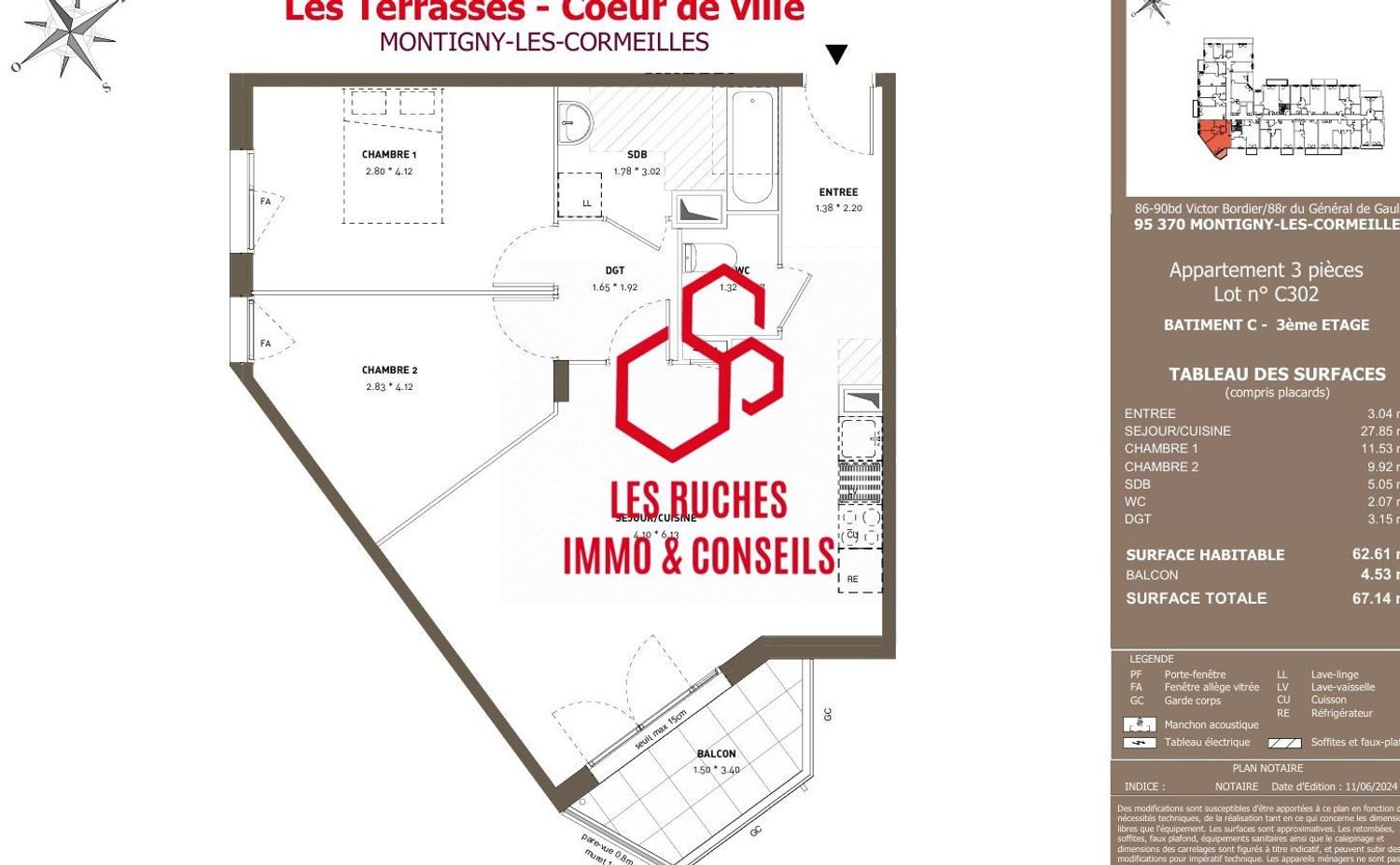 Appartement à vendre, 62m², Montigny-lès-Cormeilles