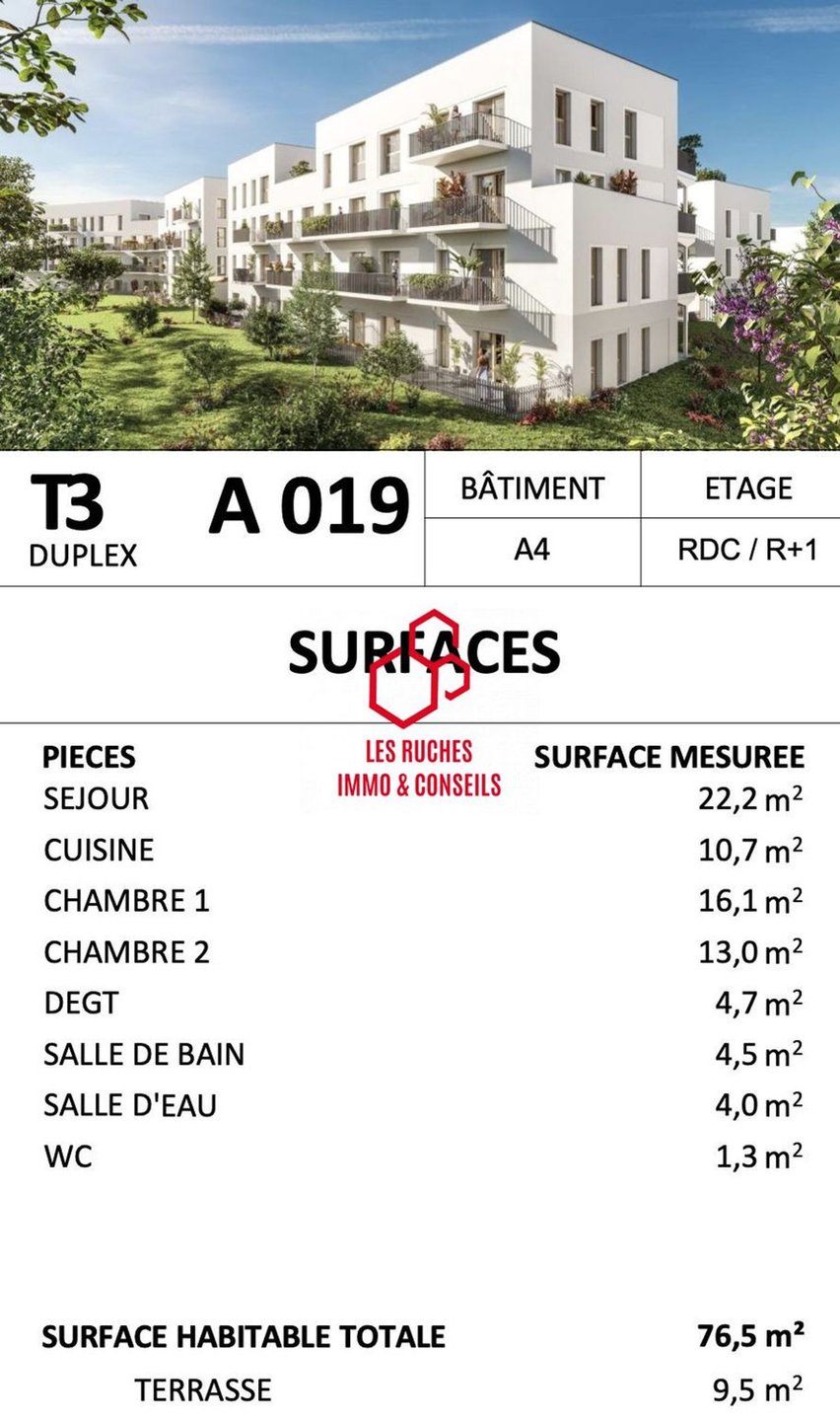 Appartement à vendre, 76m², Cergy