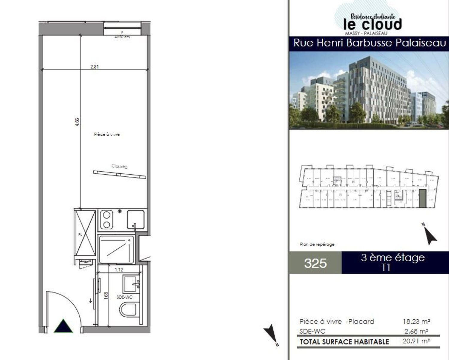 Appartement à louer, 20m², Palaiseau