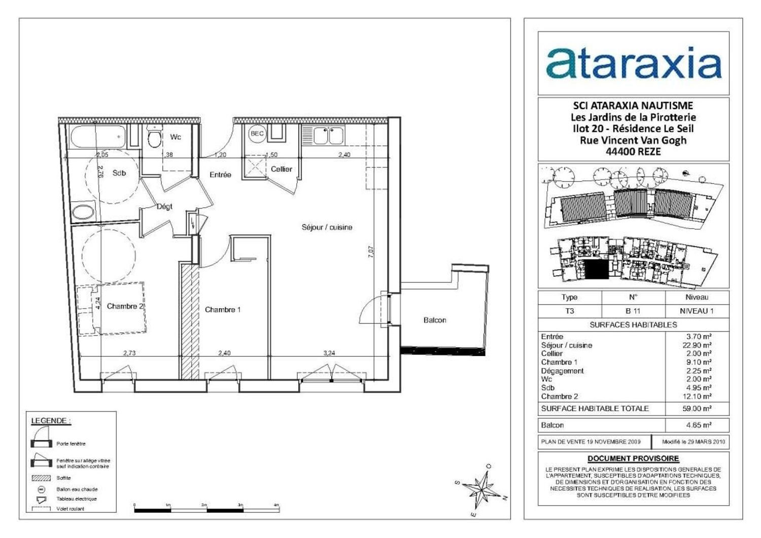 Appartement à louer, 59m², Rezé