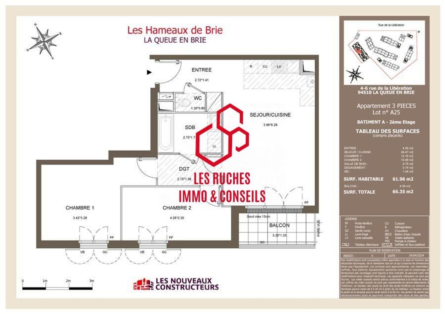 Appartement à vendre, 61m², La Queue-en-Brie