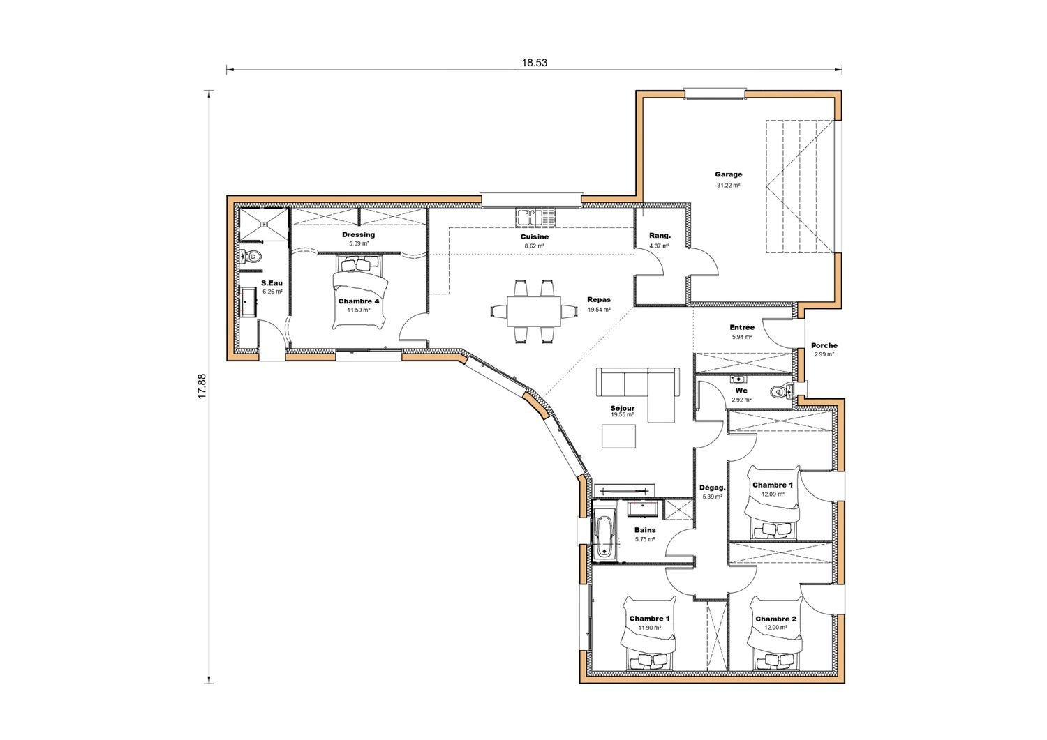 Maison à vendre, 131m², Septfonds