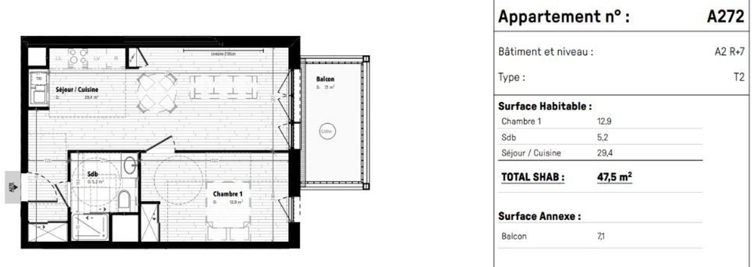 Appartement à vendre, 47m², Cergy