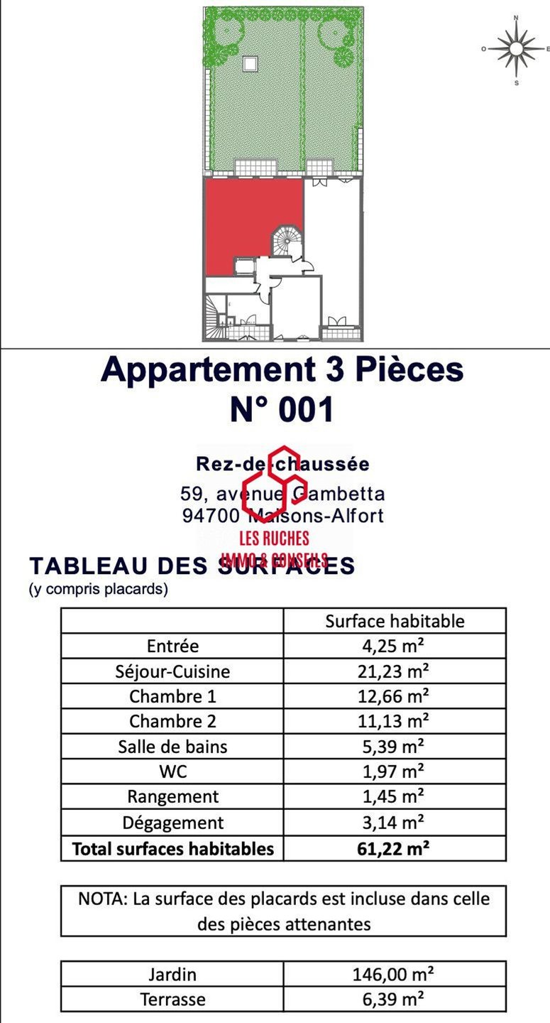 Appartement à vendre, 61m², Maisons-Alfort