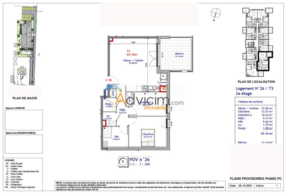 Appartement à louer, 65m², Saran