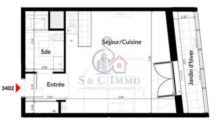 Appartement à vendre, 38m², Colombes