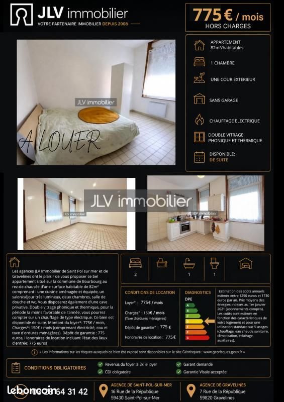 Appartement à louer, 82m², Bourbourg