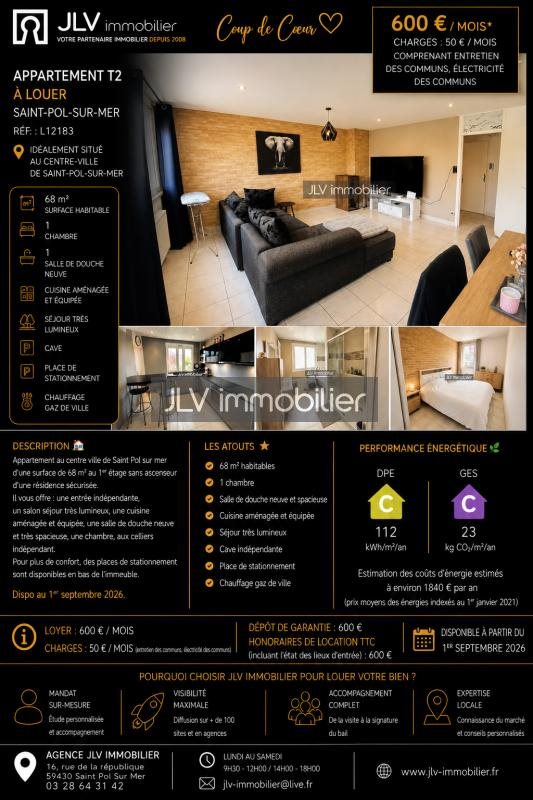Appartement à louer, 69m², Saint-Pol-sur-Mer