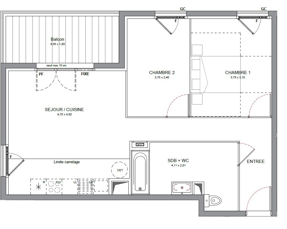 Appartement à vendre, 58m², Saint-Nazaire
