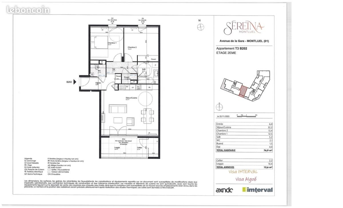 Appartement à louer, 76m², Montluel