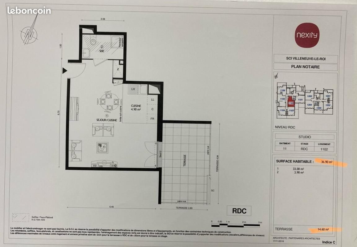 Appartement à louer, 36m², Villeneuve-le-Roi