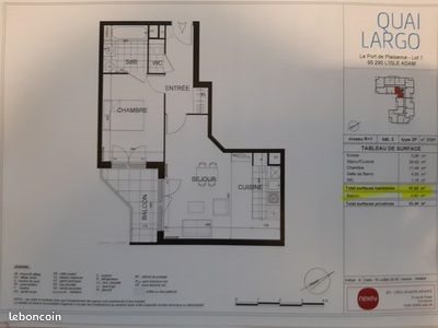 Appartement à louer, 47m², L'Isle-Adam
