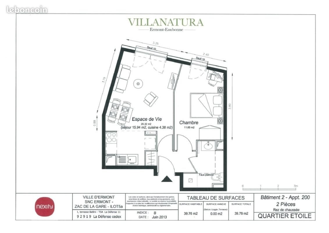 Appartement à louer, 39m², Ermont