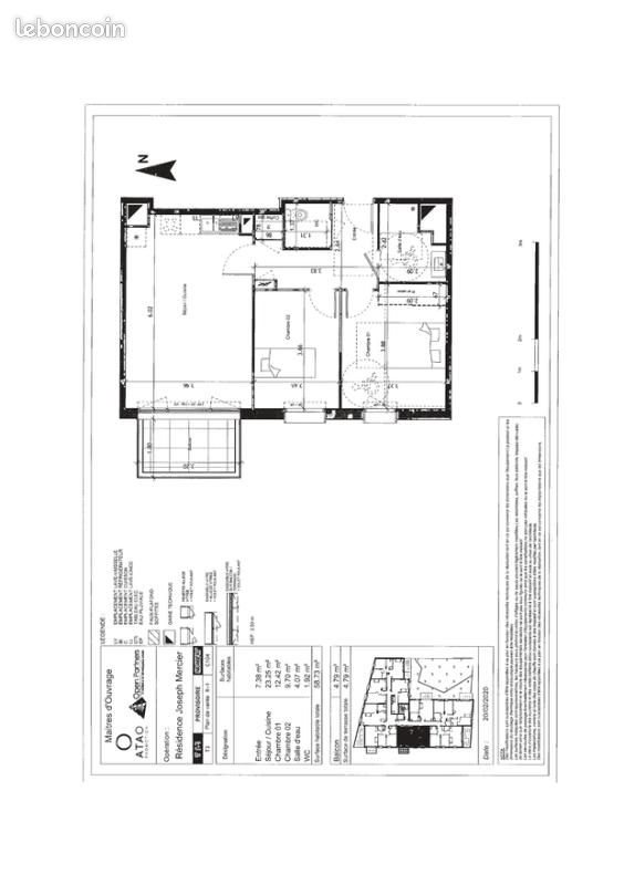 Appartement à louer, 58m², Angers