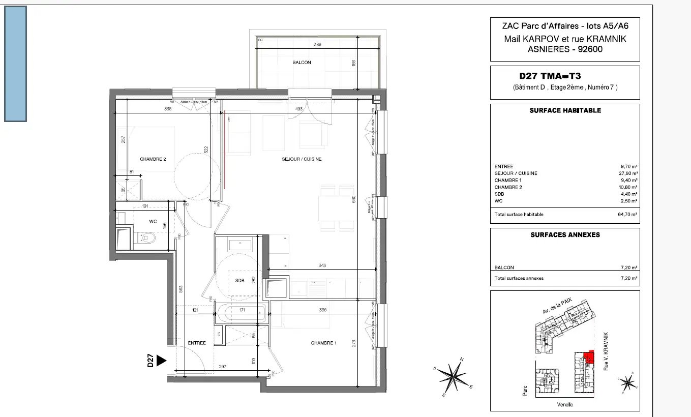 Appartement à louer, 64m², Asnières-sur-Seine