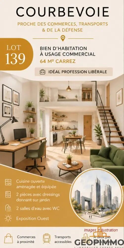 Appartement à vendre, 64m², Courbevoie