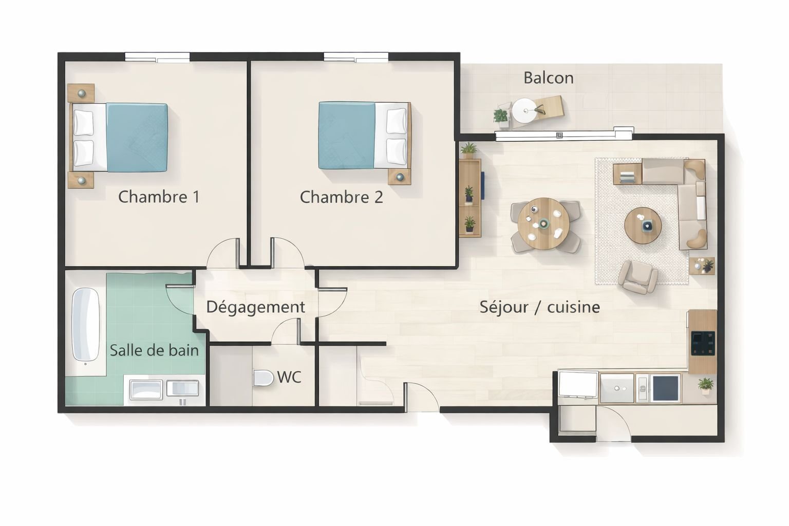 Appartement à vendre, 58m², La Salvetat-Saint-Gilles