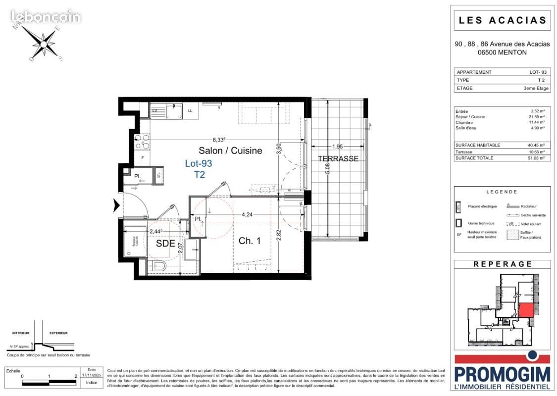 Appartement à louer, 43m², Menton